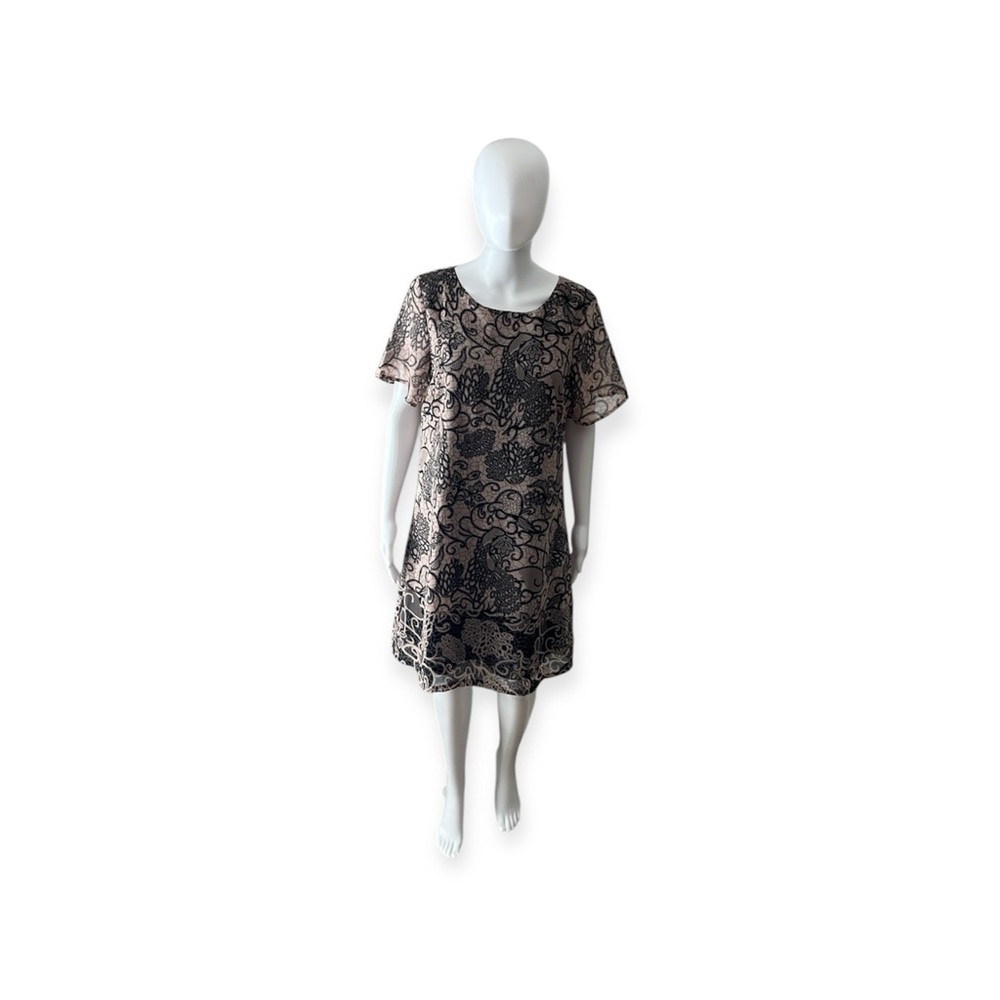 Signature Collection Blush and Black Printed Dress Size M (10/12)